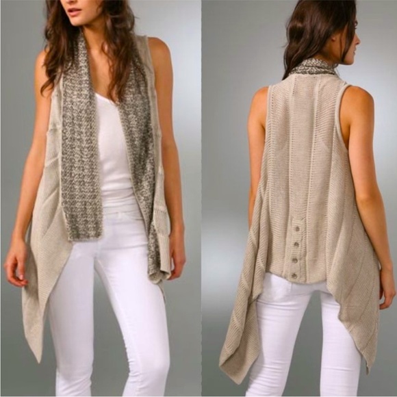Alice + Olivia Andie Beaded Draped Vest |‎ Beige | Small | Like New - Picture 1 of 15